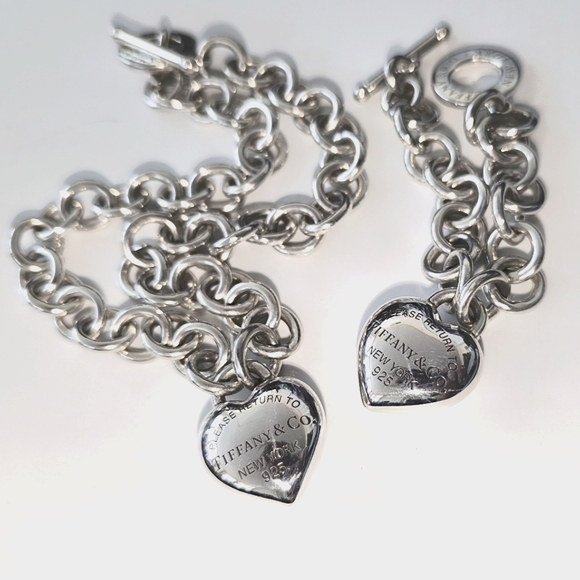Tiffany & Co FULL Heart Toggle Necklace AND Bracelet SET - Picture 1 of 17